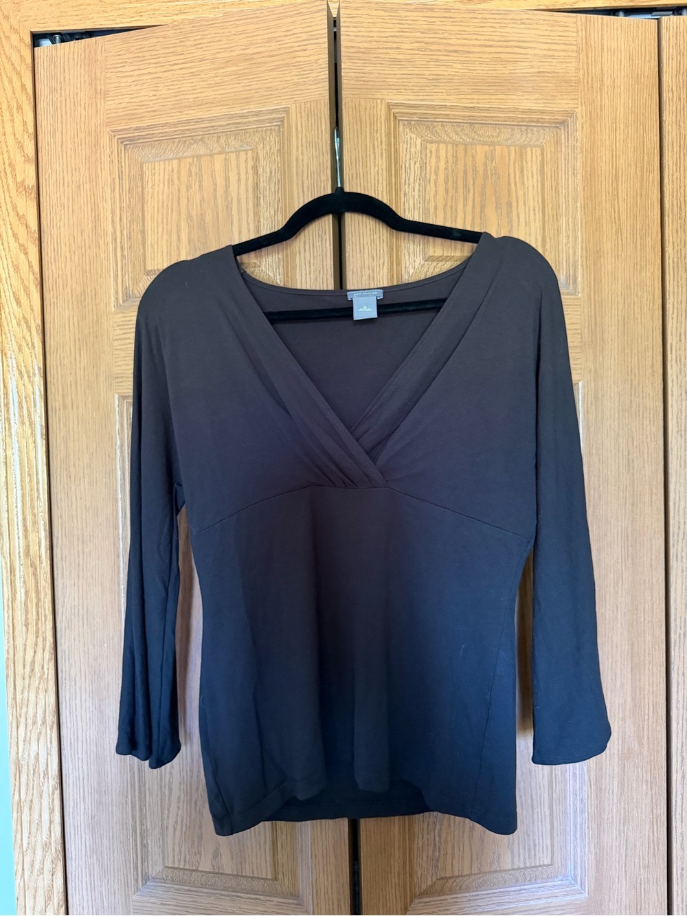 Ann Taylor Black V-Neck Long Sleeve Wrap Top